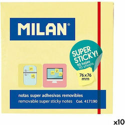 Milan Aufkleber Notizblöcke im Würfel Gelbe 7.6x7.6cm Set 10Stücke