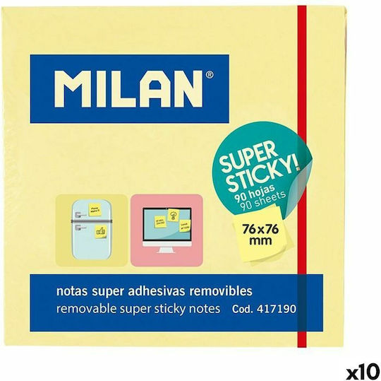 Milan Sticky Note Pads in Cube Yellow 7.6x7.6pcs Set of 10pcs