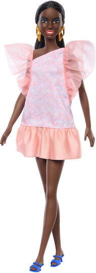 Barbie Fashionistas Doll Fashionistas #216 With Tall Body, Black Straight Hair & Peach Dress for 3+ years+ Years 29cm