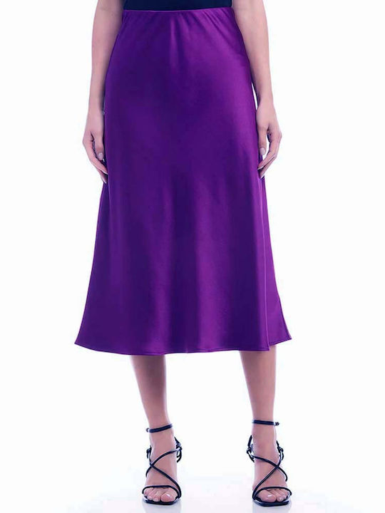 Satin Maxi Skirt in Purple color