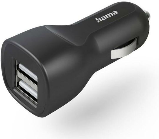 HAMA Автомобилен Зарядно Устройство 12W 2.4A с Портове 2xUSB-A