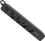 Defender Power Strip 1.5m Black