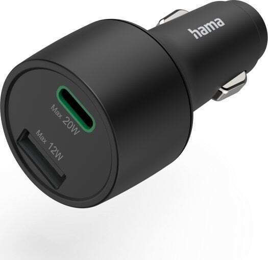 HAMA Автомобилен Зарядно Устройство 32W Бързо Зареждане с Портове 1xUSB-A 1xType-C Черен Цвят