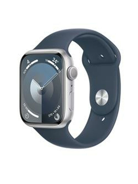 Apple Watch Series 9 Cellular Aluminium 41mm Αδιάβροχο με Παλμογράφο (Silver με Storm Blue Sport Band (S/M))