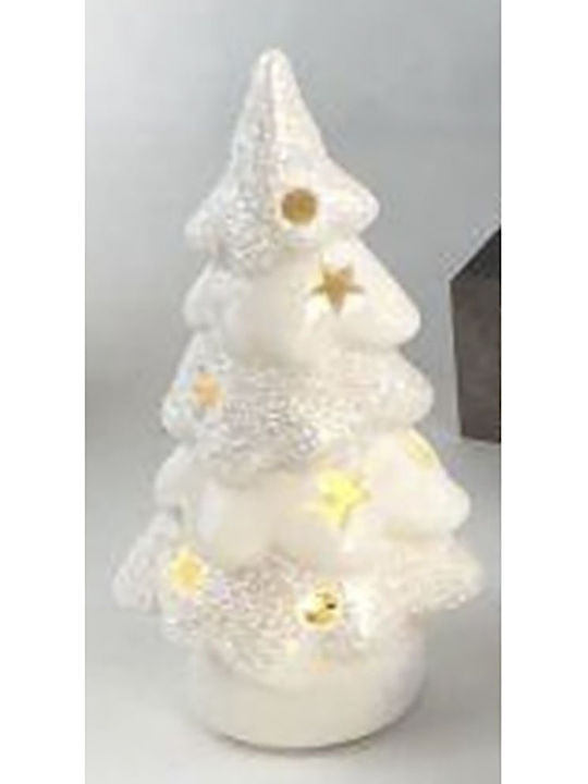Christmas Decorative Illuminated Ceramic Tree 8cm White