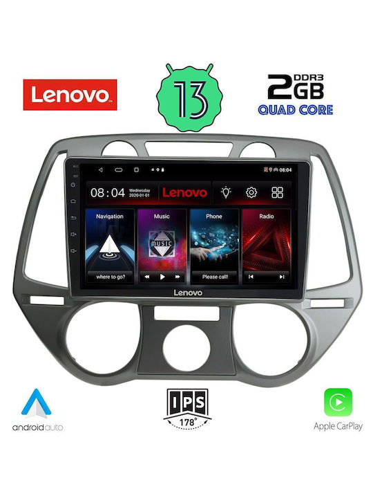 Lenovo Car-Audiosystem für Hyundai i20 2008-2012 mit A/C (Bluetooth/USB/WiFi/GPS/Apple-Carplay/Android-Auto) mit Touchscreen 9"
