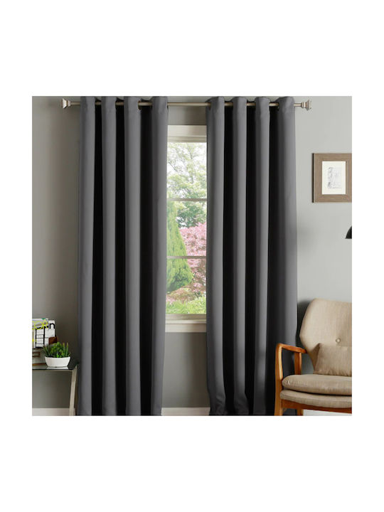 Viopros Vorhang Verdunkelung mit Grommet 5817 Dark grey 140x260cm