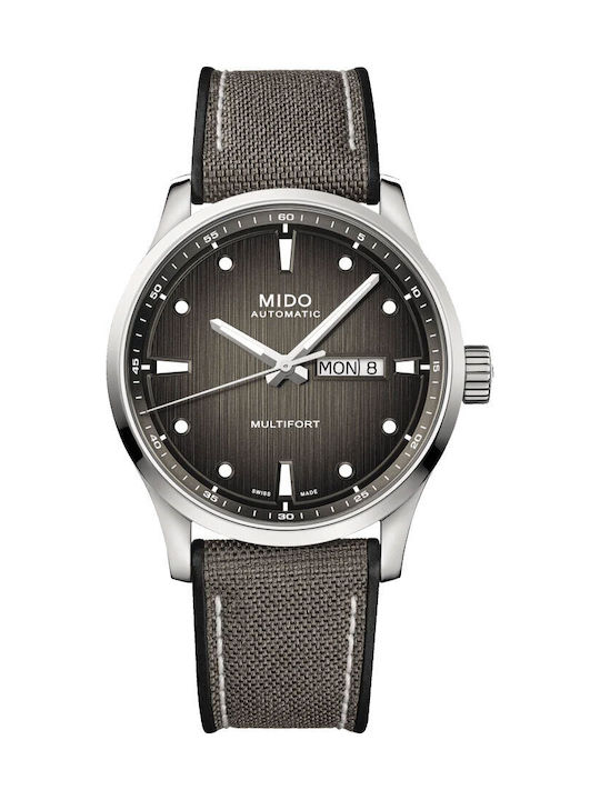 Mido Multifort Watch Battery with Gray Fabric Strap