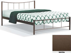 8214 Bed Semi-Double Metal Σκουριά for Mattress 110x190cm