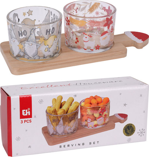 Excellent Houseware Set Weihnachtliche Schüsseln Holz Braun 3Stück