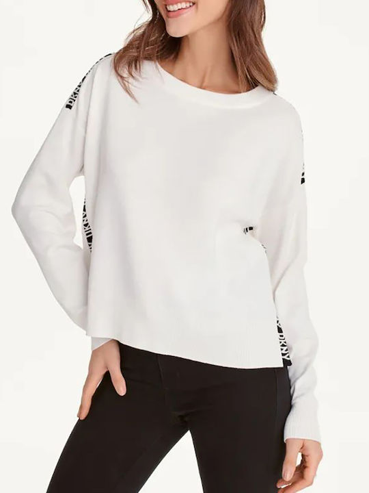 DKNY Women's Long Sleeve Crop Pullover Beige