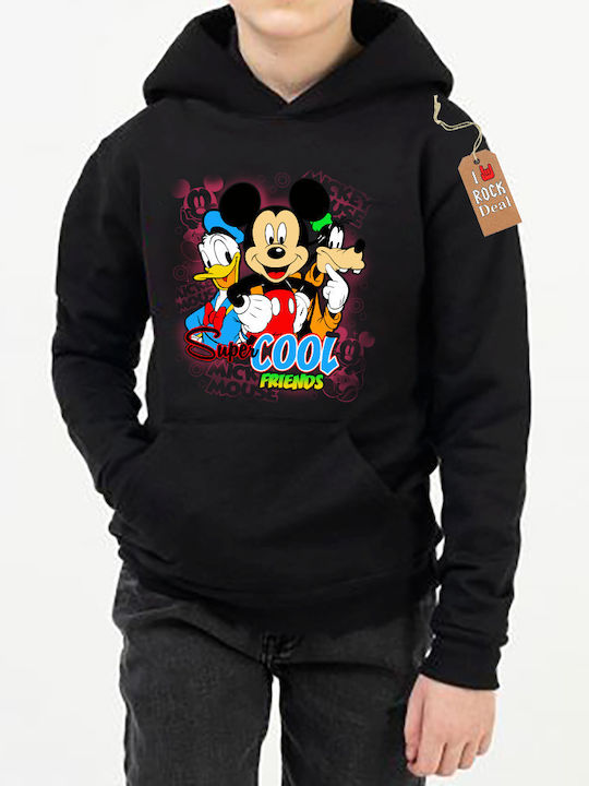 Kinder-Sweatshirt mit Kapuze und Taschen Schwarz