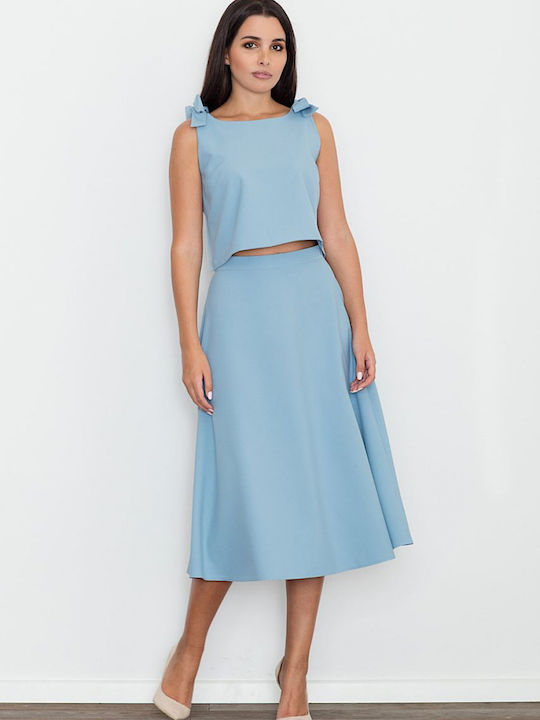 Figl Set with Midi Skirt in Blue color