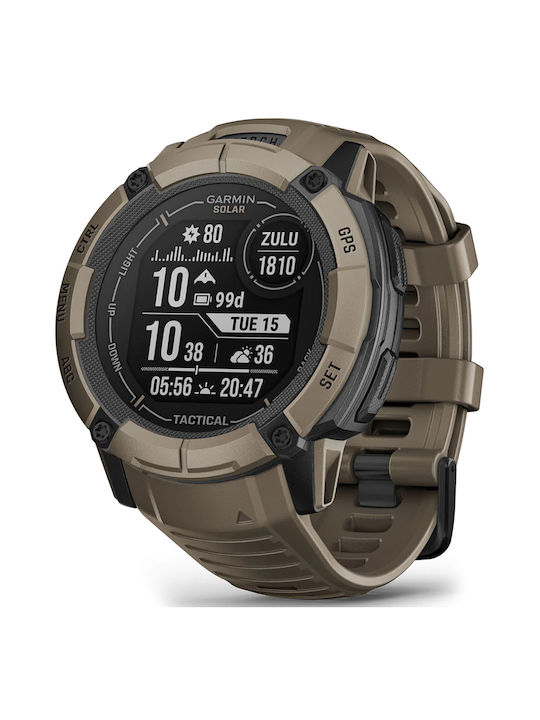 Garmin Watch Solar with Brown Rubber Strap