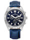 Claude Bernard Classic Herrenuhr 44mm Chronograph Batterie mit Blau Lederarmband