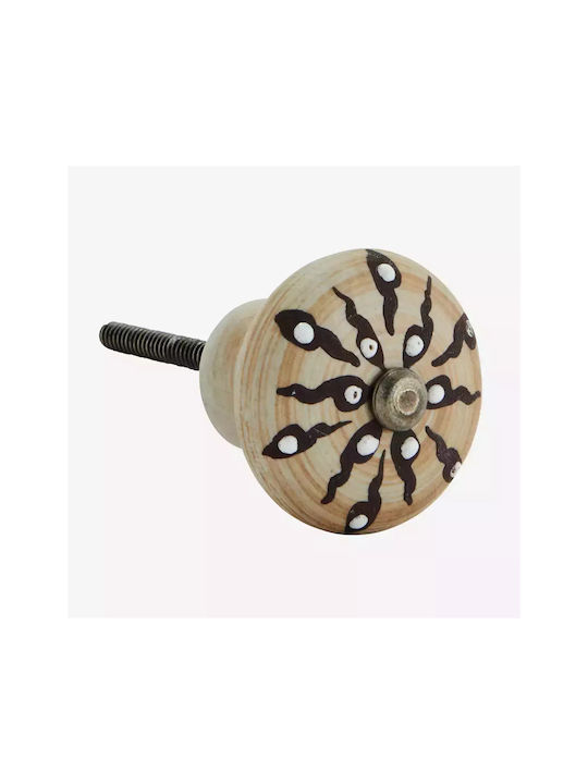Madam Stoltz Antik Knopf Möbelgriff aus Keramik Beige Dark Ø40mm 5197TCD 1Stück