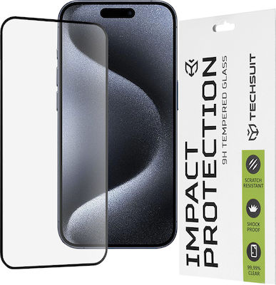 Techsuit 111d Full Glue Full Face Tempered Glass Μαύρο (iPhone 15 Pro)