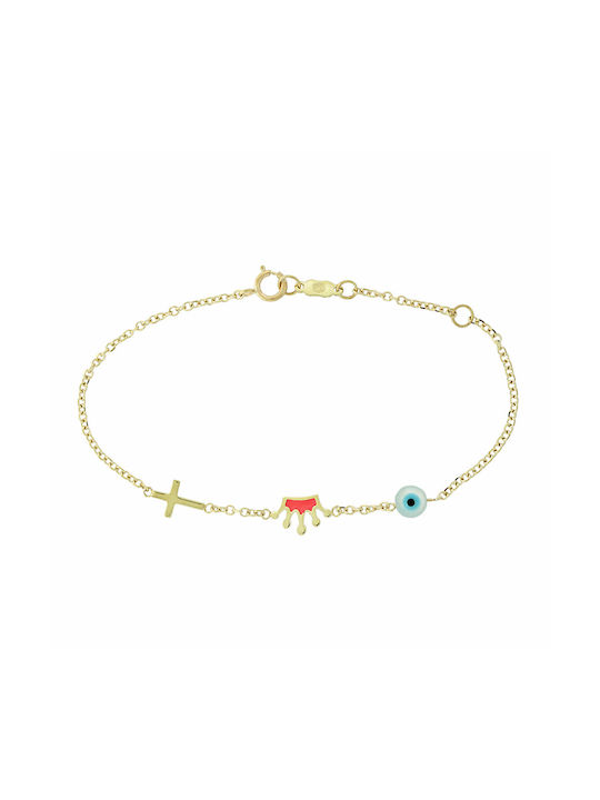 Senzio Belibasakis Kids Gold Bracelet 9K with Crown for Girl