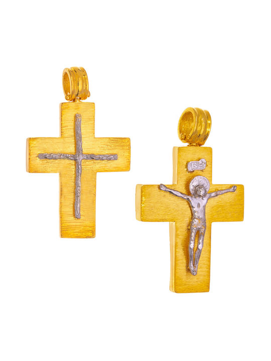 Senzio Belibasakis Men's Gold Cross 14K Double Sided