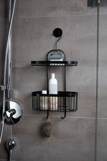 Wenko Classic Plus Wall Mounted Bathroom Shelf Metallic with 2 Shelves Blue