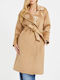 Guess Women's Midi Coat with Belt Beige