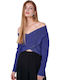 Damen Bluse Schulterfrei Langärmelig Purple