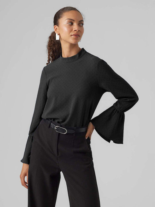 Vero Moda Damen Bluse Langärmelig Schwarz