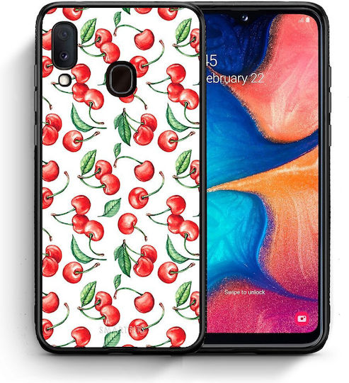 Smartfits Cherry Summer Umschlag Rückseite Burgundisch (Galaxy A20e)