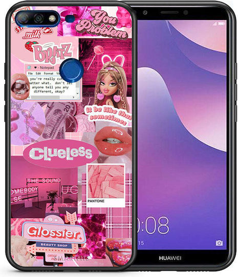 Smartfits Pink Love Umschlag Rückseite Rosa (Huawei Y7 2018/Y7 Prime 2018)