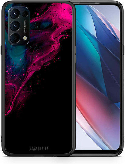 Smartfits Watercolor Pink Black Umschlag Rückseite Rosa (Oppo Find X3 Lite)