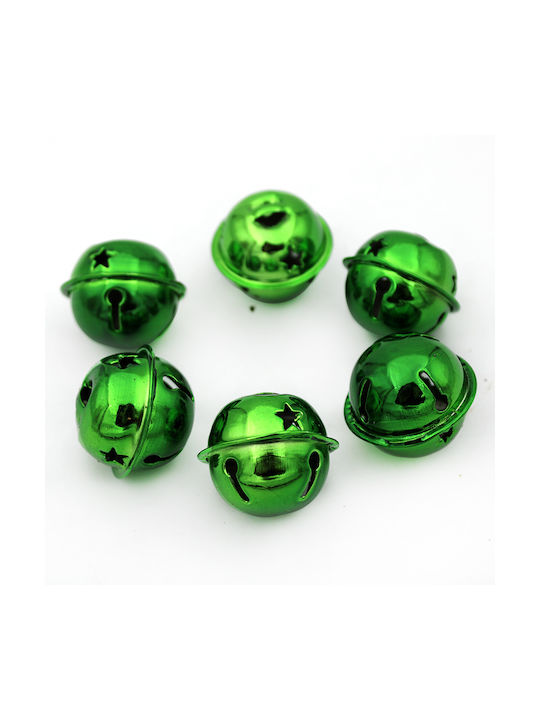 Hanging Bell Ornament Green 2.5x3cm Set 6pcs