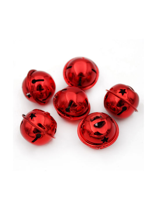 Hanging Bell Ornament Red 2.5x3cm Set 6pcs