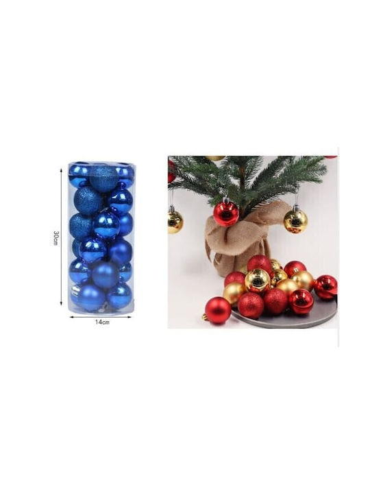 Κρεμαστή Christmas Plastic Ball Ornament Blue 24pcs