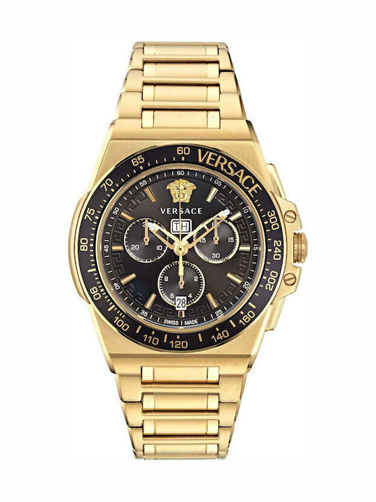 Versace Greca Extreme Men's Watch Chronograph Battery with Gold Metal Bracelet