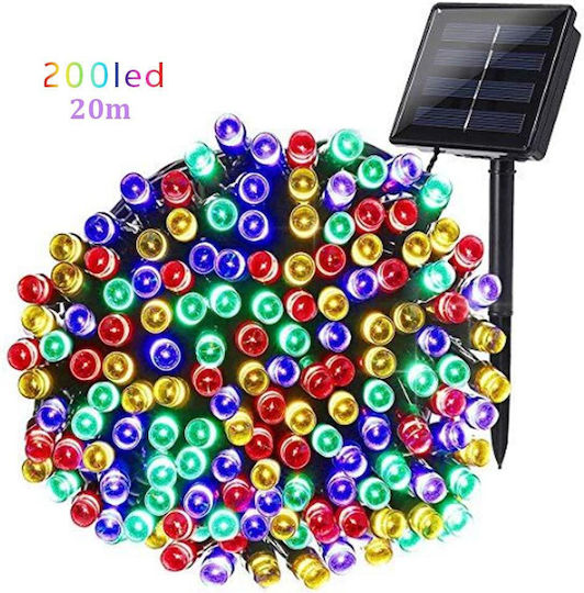 200 Светлини LED 20m. Многоцветни Слънчеви тип Лента 1бр