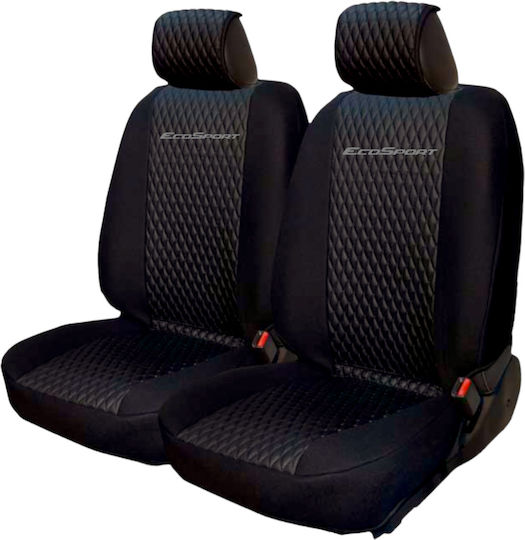 Front Car Covers 2pcs Leatherette Black