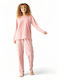 Siyah Inci Winter Women's Pyjama Set Fleece Pink