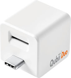 Maktar Auto-Backup Αντάπτορας Qubii Duo USB-C σε Λευκό χρώμα