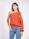 Fashioncore Women's Sweater One Shoulder Red