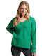 Superdry Women's Long Sleeve Sweater with V Neckline Green