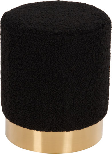 Stool For Living Room Levy Black Velvet-Black Metal 35x35x42cm