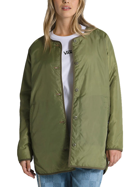 Vans Women's Short Puffer Jacket Waterproof for Winter Green
