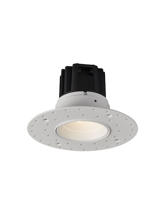 VK Lighting Round Metallic Recessed Spot with Integrated LED and Warm White Light White 12x12cm.