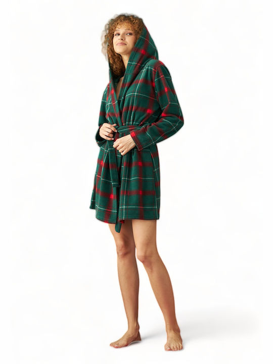 Siyah Inci Winter Women's Fleece Robe Green