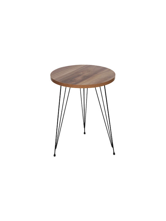 Round Wooden Side Table Walnut L39xW39xH46cm