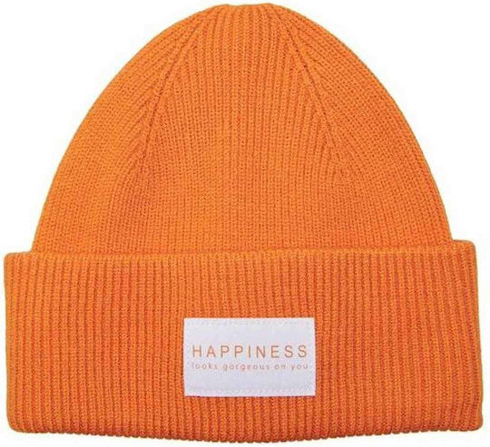 Ribbed Beanie Cap Orange