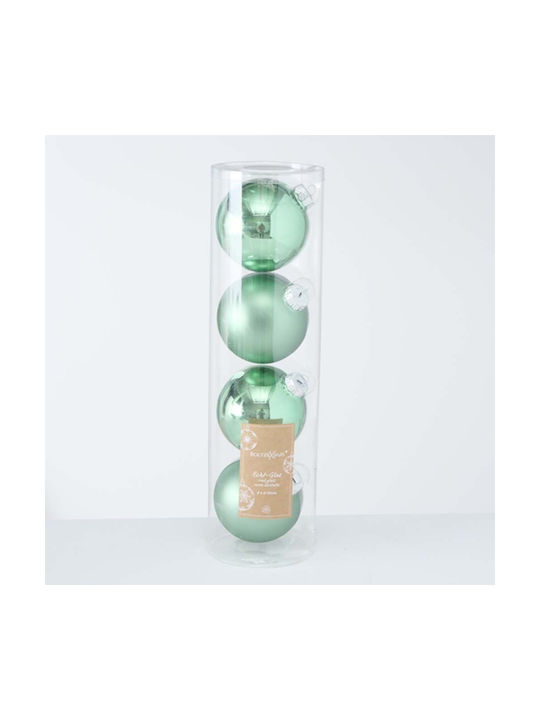 Domus Weihnachtshänger Kugel Ornament Glas Grün Set 4Stück