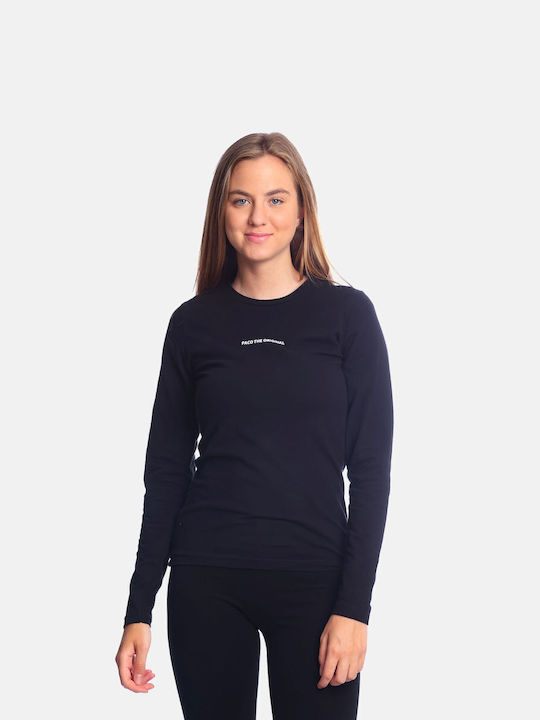 Paco & Co Damen Bluse Baumwolle Langärmelig Schwarz