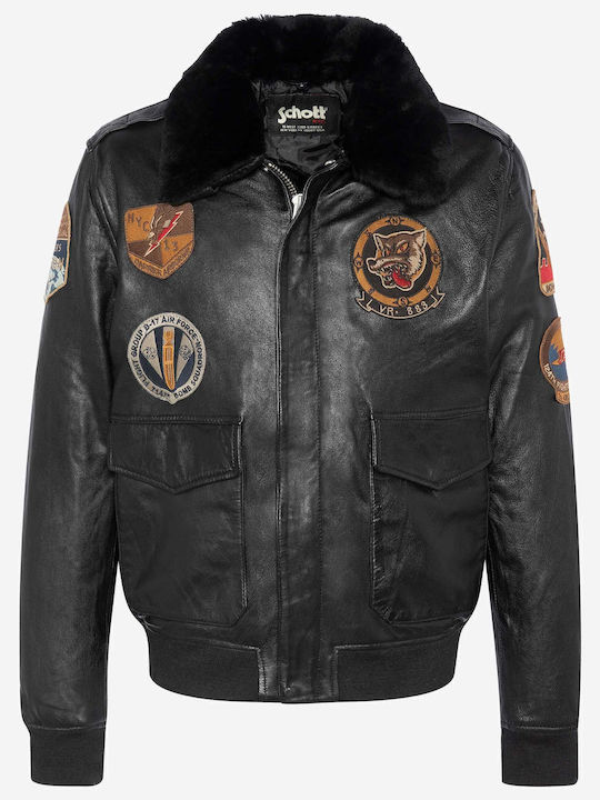 Lederjacke Winter Jacke Schwarz