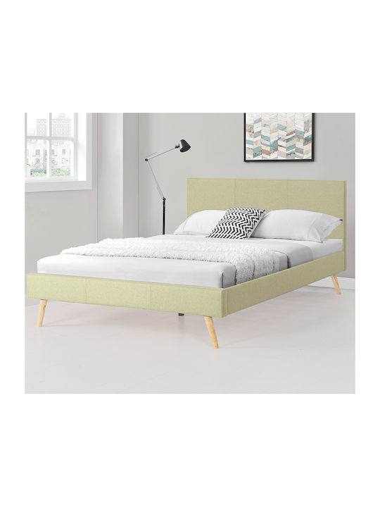 Relax Κρεβάτι Διπλό Επενδυμένο με Δερματίνη Μπεζ με Τάβλες για Στρώμα 140x200cm
